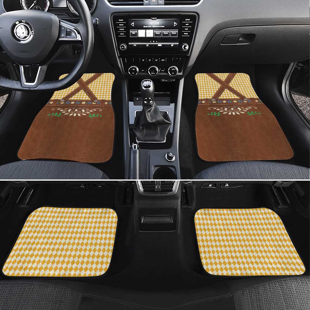 Lederhosen Oktoberfest Car Mats Gold Edelweiss Floral Polka Dots - Wonder Print Shop