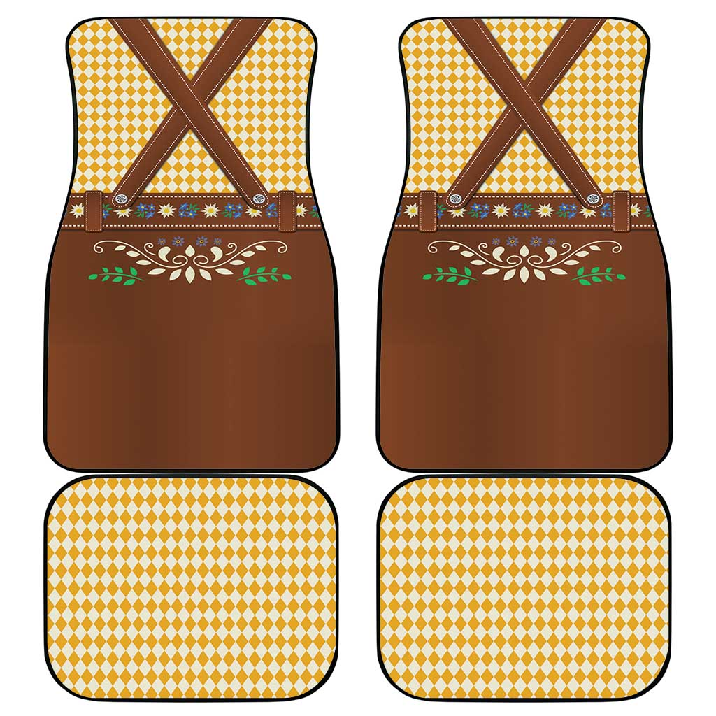 Lederhosen Oktoberfest Car Mats Gold Edelweiss Floral Polka Dots - Wonder Print Shop