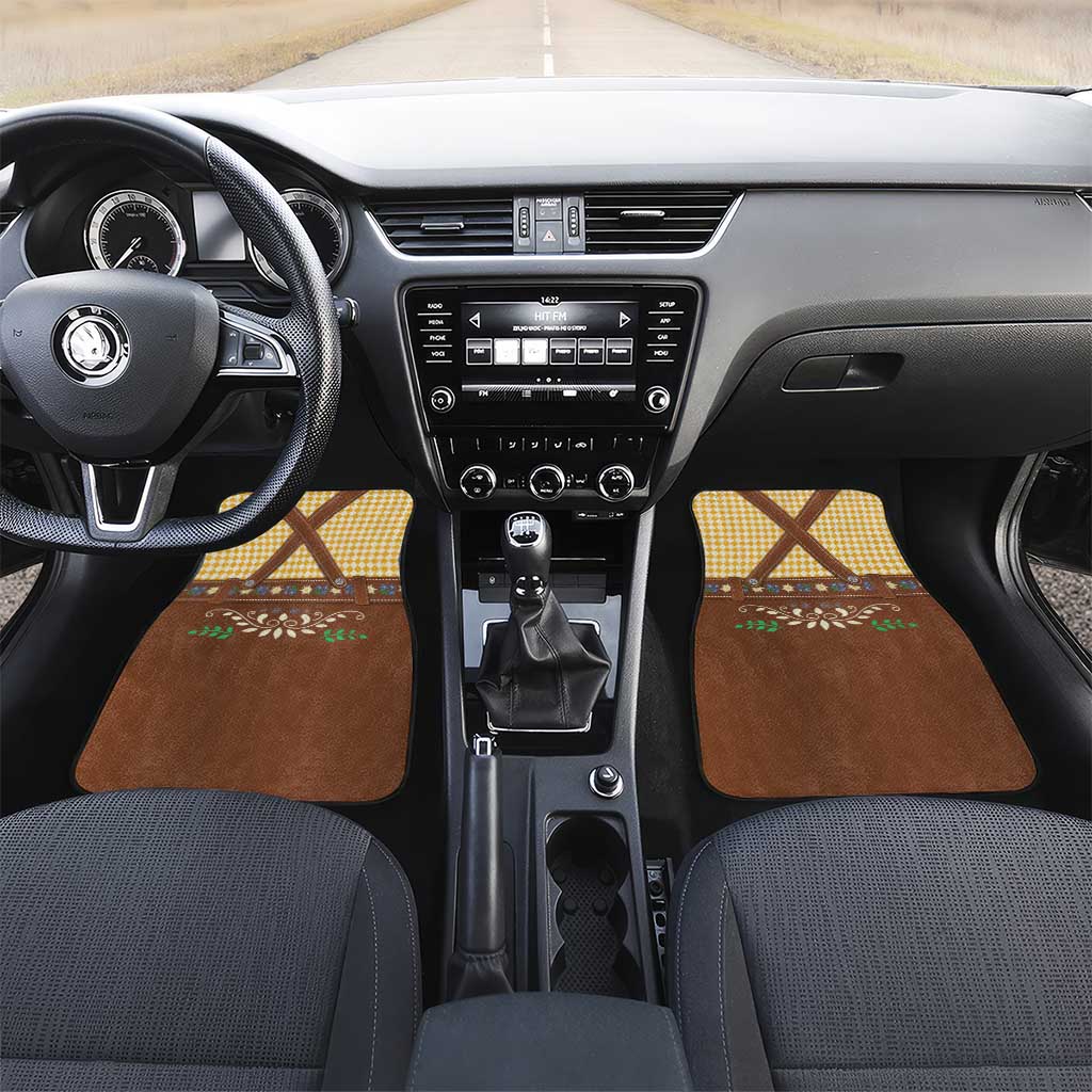 Lederhosen Oktoberfest Car Mats Gold Edelweiss Floral Polka Dots - Wonder Print Shop