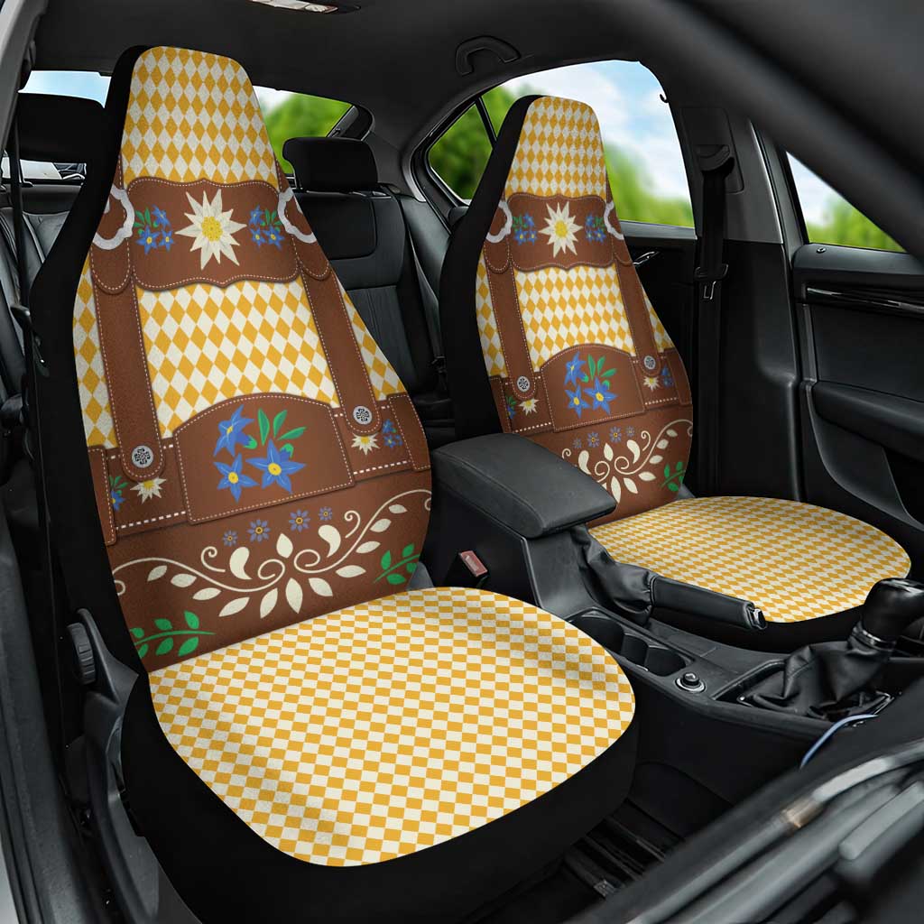 Lederhosen Oktoberfest Car Seat Cover Gold Edelweiss Floral Polka Dots - Wonder Print Shop