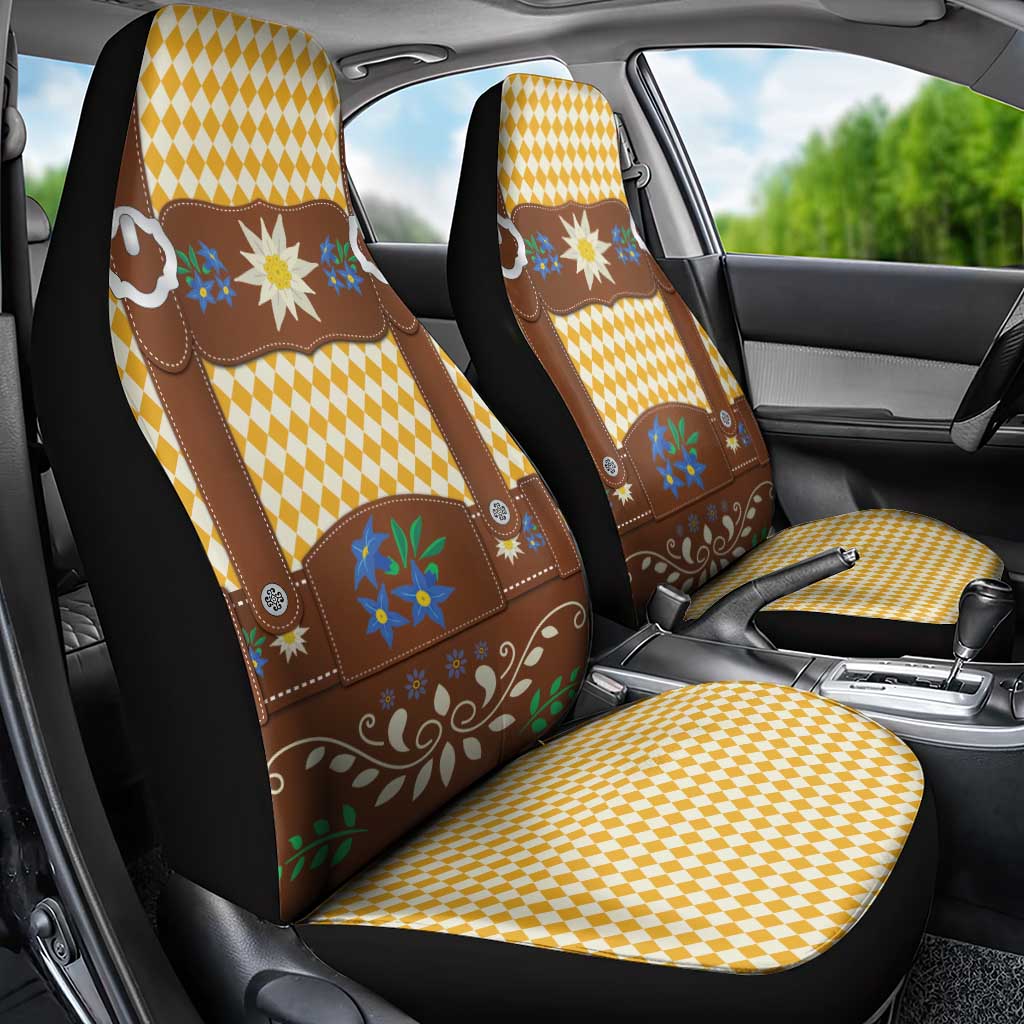Lederhosen Oktoberfest Car Seat Cover Gold Edelweiss Floral Polka Dots - Wonder Print Shop