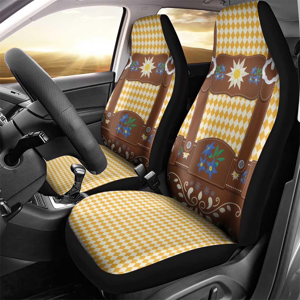 Lederhosen Oktoberfest Car Seat Cover Gold Edelweiss Floral Polka Dots - Wonder Print Shop