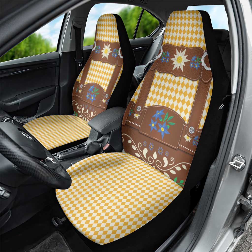 Lederhosen Oktoberfest Car Seat Cover Gold Edelweiss Floral Polka Dots - Wonder Print Shop