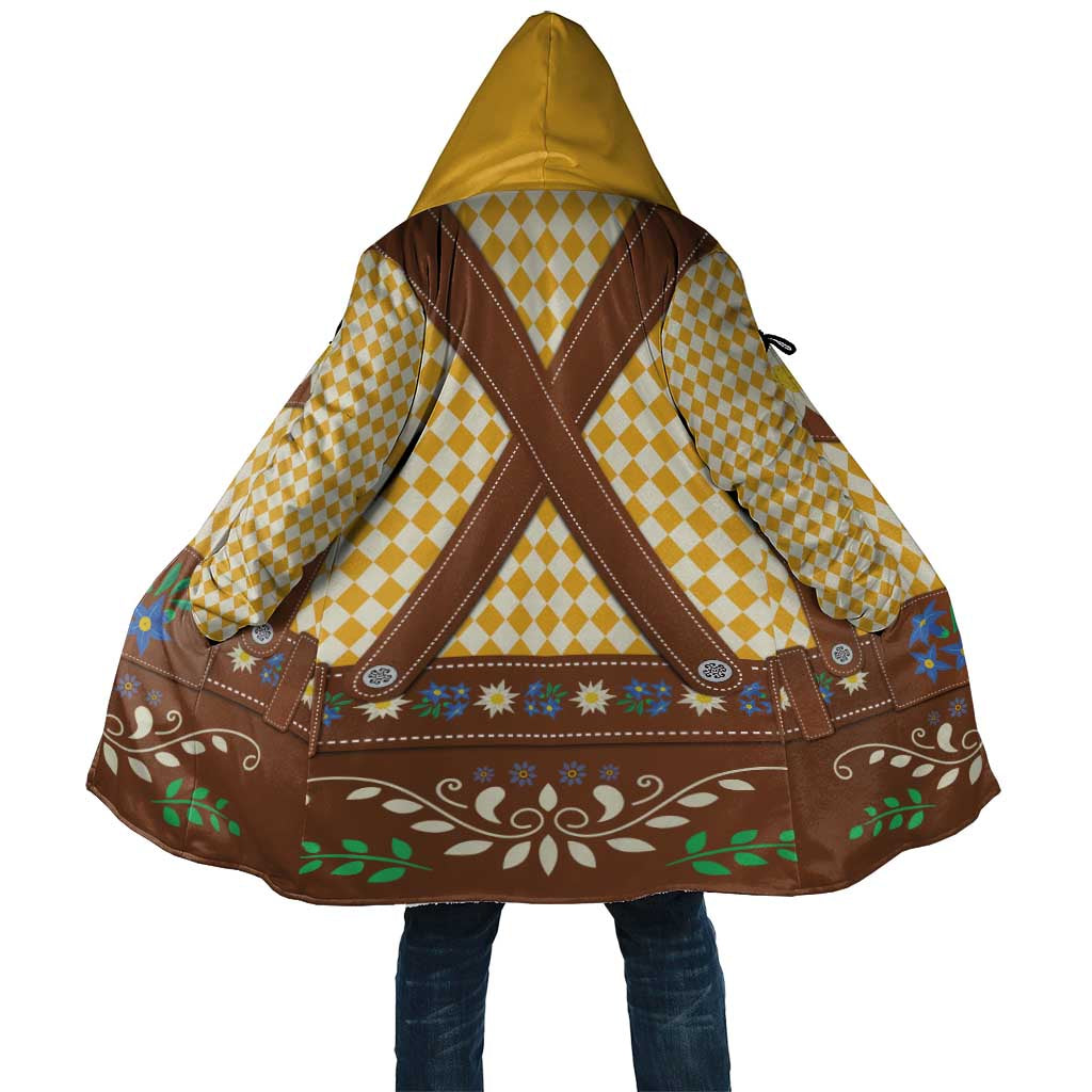 Lederhosen Oktoberfest Cloak Gold Edelweiss Floral Polka Dots - Wonder Print Shop