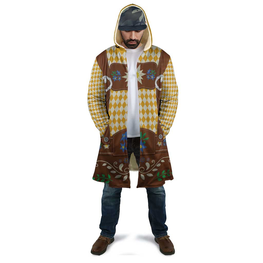 Lederhosen Oktoberfest Cloak Gold Edelweiss Floral Polka Dots - Wonder Print Shop