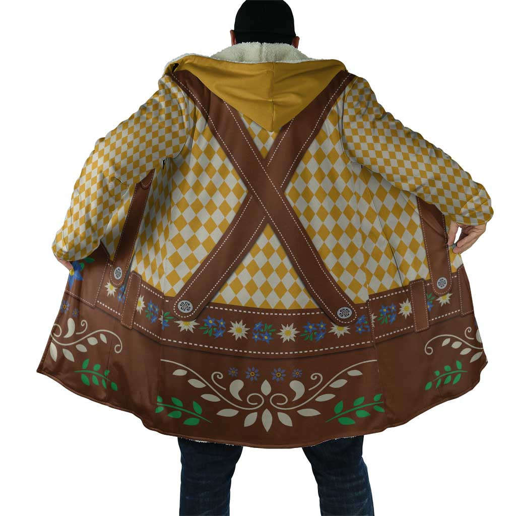 Lederhosen Oktoberfest Cloak Gold Edelweiss Floral Polka Dots - Wonder Print Shop