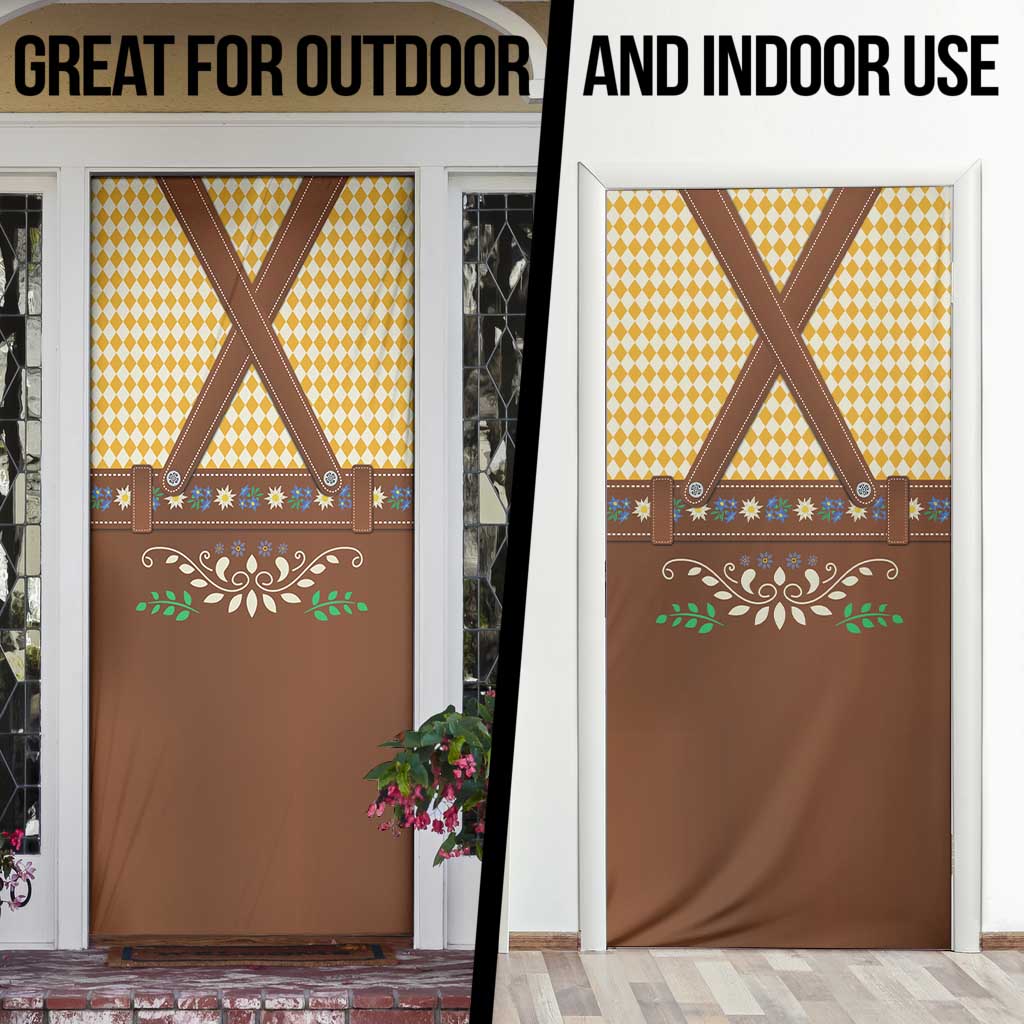 Lederhosen Oktoberfest Door Cover Gold Edelweiss Floral Polka Dots - Wonder Print Shop