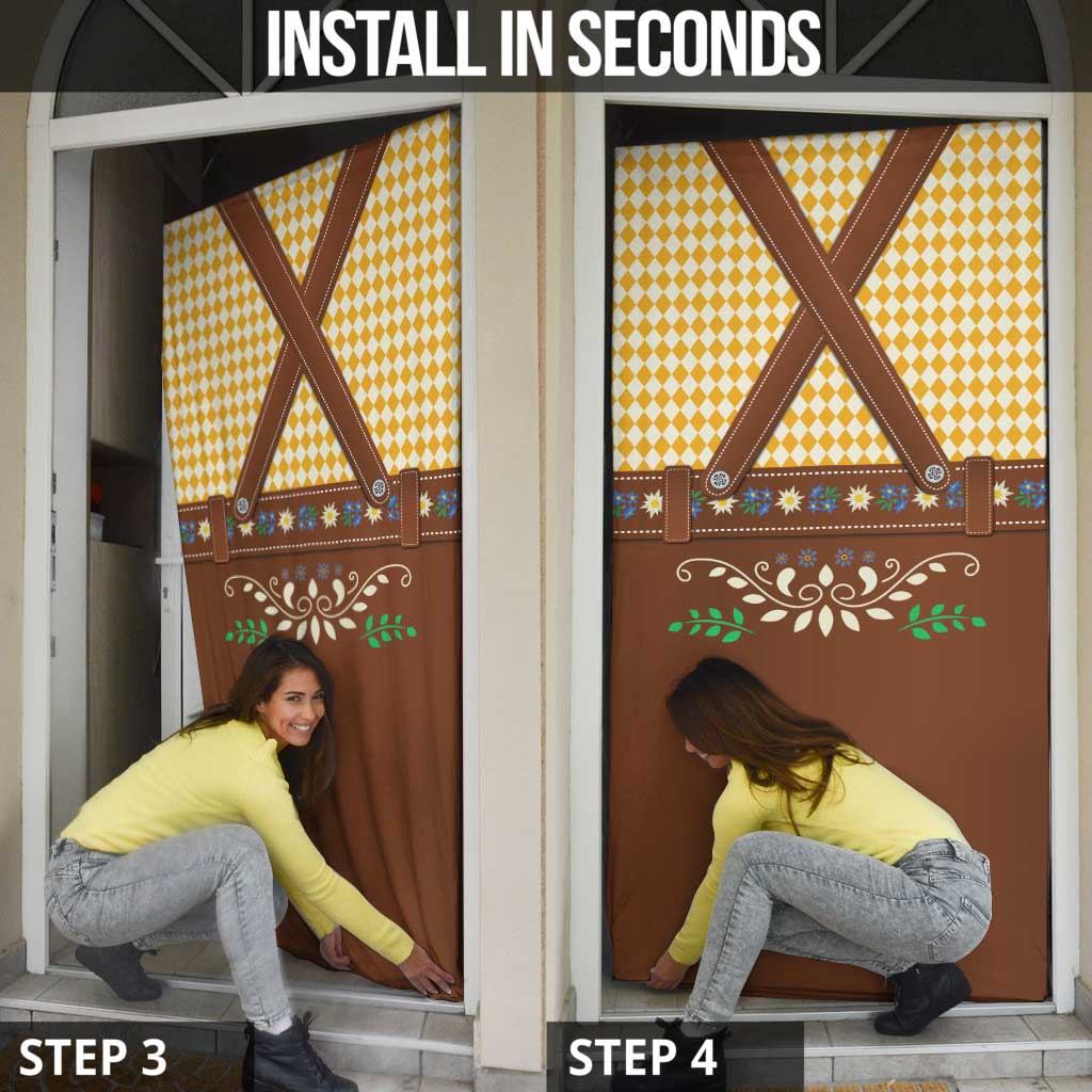 Lederhosen Oktoberfest Door Cover Gold Edelweiss Floral Polka Dots - Wonder Print Shop