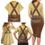 Lederhosen Oktoberfest Family Matching Long Sleeve Bodycon Dress and Hawaiian Shirt Gold Edelweiss Floral Polka Dots - Wonder Print Shop