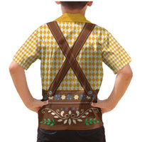 Lederhosen Oktoberfest Family Matching Mermaid Dress and Hawaiian Shirt Gold Edelweiss Floral Polka Dots - Wonder Print Shop