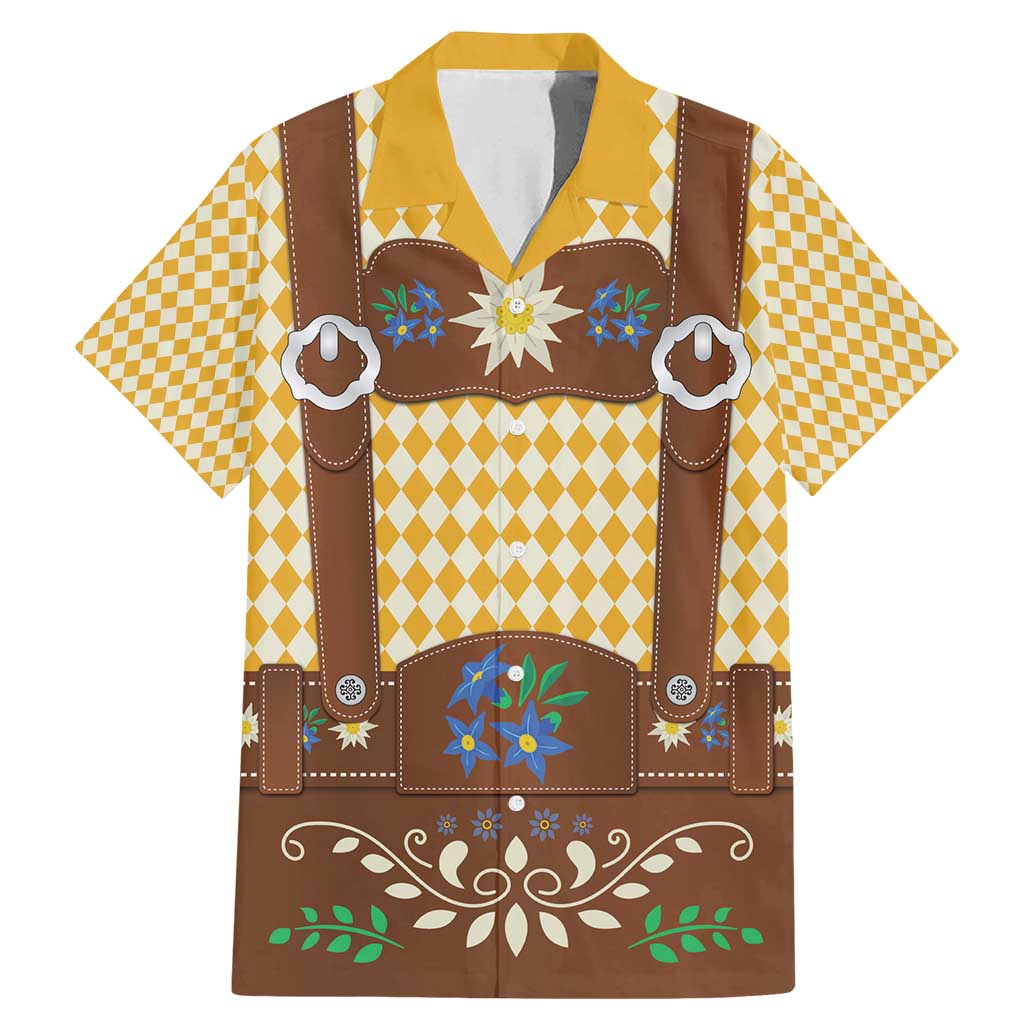 Lederhosen Oktoberfest Family Matching Mermaid Dress and Hawaiian Shirt Gold Edelweiss Floral Polka Dots - Wonder Print Shop