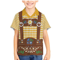 Lederhosen Oktoberfest Family Matching Mermaid Dress and Hawaiian Shirt Gold Edelweiss Floral Polka Dots - Wonder Print Shop