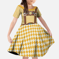 Lederhosen Oktoberfest Family Matching Off The Shoulder Long Sleeve Dress and Hawaiian Shirt Gold Edelweiss Floral Polka Dots - Wonder Print Shop