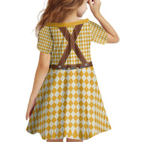 Lederhosen Oktoberfest Family Matching Off The Shoulder Long Sleeve Dress and Hawaiian Shirt Gold Edelweiss Floral Polka Dots - Wonder Print Shop