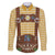 Lederhosen Oktoberfest Family Matching Off The Shoulder Long Sleeve Dress and Hawaiian Shirt Gold Edelweiss Floral Polka Dots - Wonder Print Shop