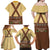 Lederhosen Oktoberfest Family Matching Off Shoulder Maxi Dress and Hawaiian Shirt Gold Edelweiss Floral Polka Dots - Wonder Print Shop