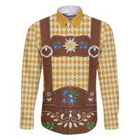 Lederhosen Oktoberfest Family Matching Puletasi and Hawaiian Shirt Gold Edelweiss Floral Polka Dots - Wonder Print Shop