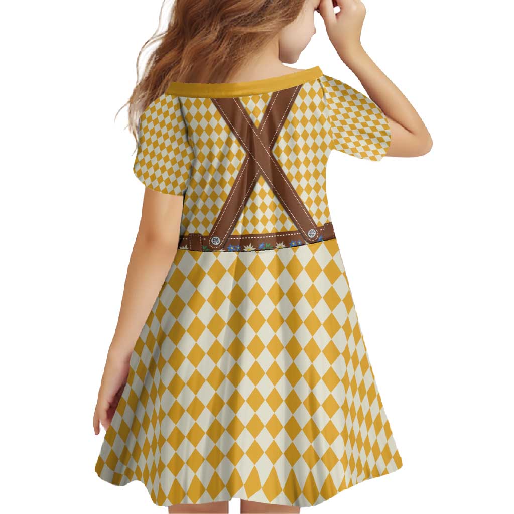 Lederhosen Oktoberfest Family Matching Summer Maxi Dress and Hawaiian Shirt Gold Edelweiss Floral Polka Dots - Wonder Print Shop