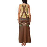 Lederhosen Oktoberfest Family Matching Tank Maxi Dress and Hawaiian Shirt Gold Edelweiss Floral Polka Dots - Wonder Print Shop