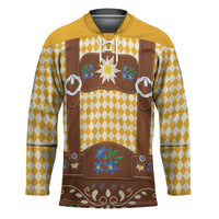 Lederhosen Oktoberfest Hockey Jersey Gold Edelweiss Floral Polka Dots - Wonder Print Shop