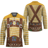 Lederhosen Oktoberfest Hockey Jersey Gold Edelweiss Floral Polka Dots - Wonder Print Shop