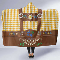 Lederhosen Oktoberfest Hooded Blanket Gold Edelweiss Floral Polka Dots - Wonder Print Shop