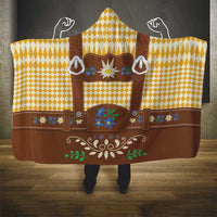 Lederhosen Oktoberfest Hooded Blanket Gold Edelweiss Floral Polka Dots - Wonder Print Shop