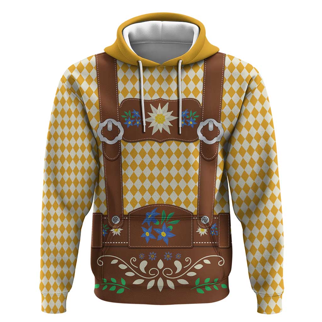 Lederhosen Oktoberfest Hoodie Gold Edelweiss Floral Polka Dots - Wonder Print Shop