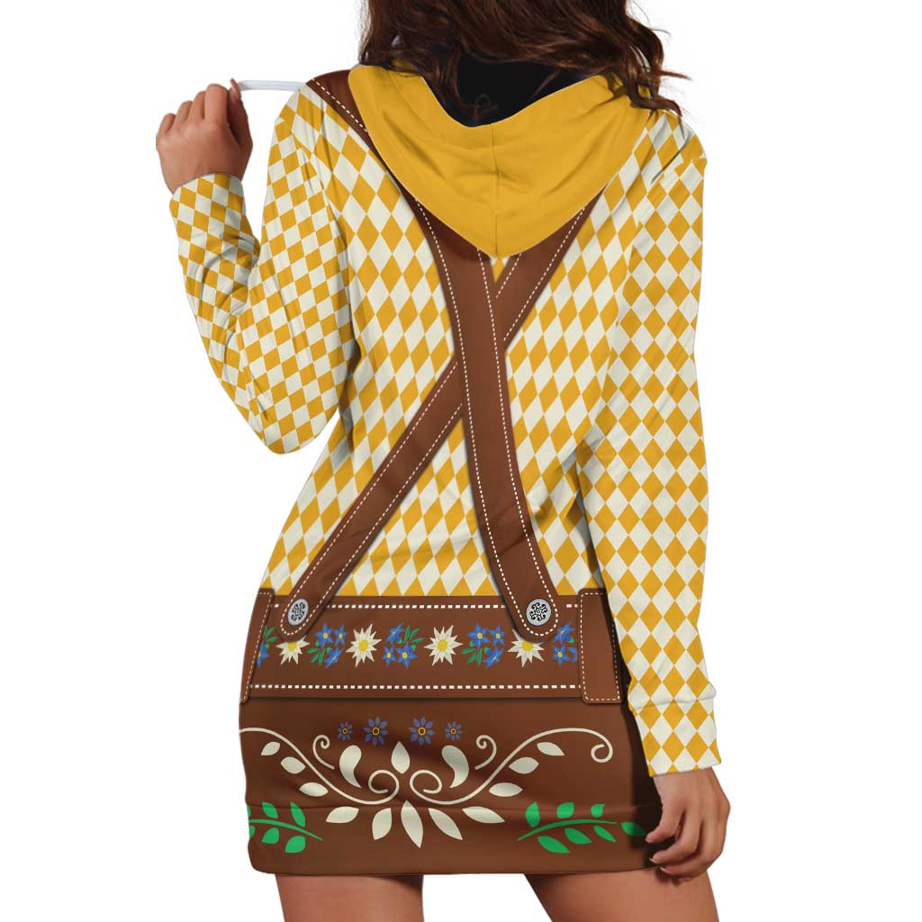 Lederhosen Oktoberfest Hoodie Dress Gold Edelweiss Floral Polka Dots - Wonder Print Shop