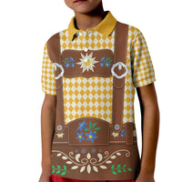 Lederhosen Oktoberfest Kid Polo Shirt Gold Edelweiss Floral Polka Dots - Wonder Print Shop