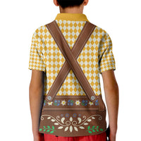 Lederhosen Oktoberfest Kid Polo Shirt Gold Edelweiss Floral Polka Dots - Wonder Print Shop
