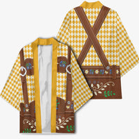 Lederhosen Oktoberfest Kimono Gold Edelweiss Floral Polka Dots - Wonder Print Shop