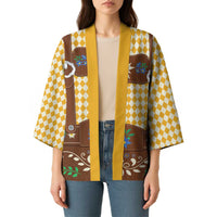 Lederhosen Oktoberfest Kimono Gold Edelweiss Floral Polka Dots - Wonder Print Shop