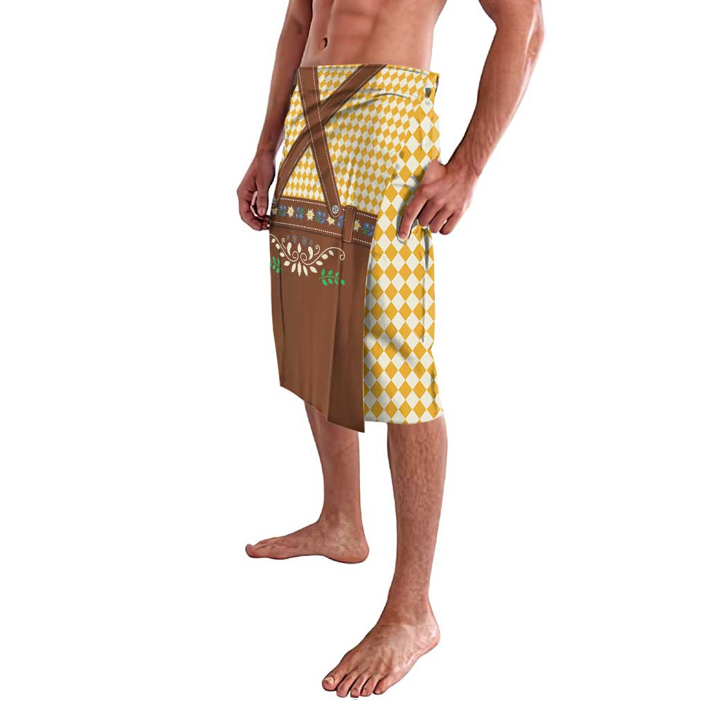 Lederhosen Oktoberfest Lavalava Gold Edelweiss Floral Polka Dots - Wonder Print Shop