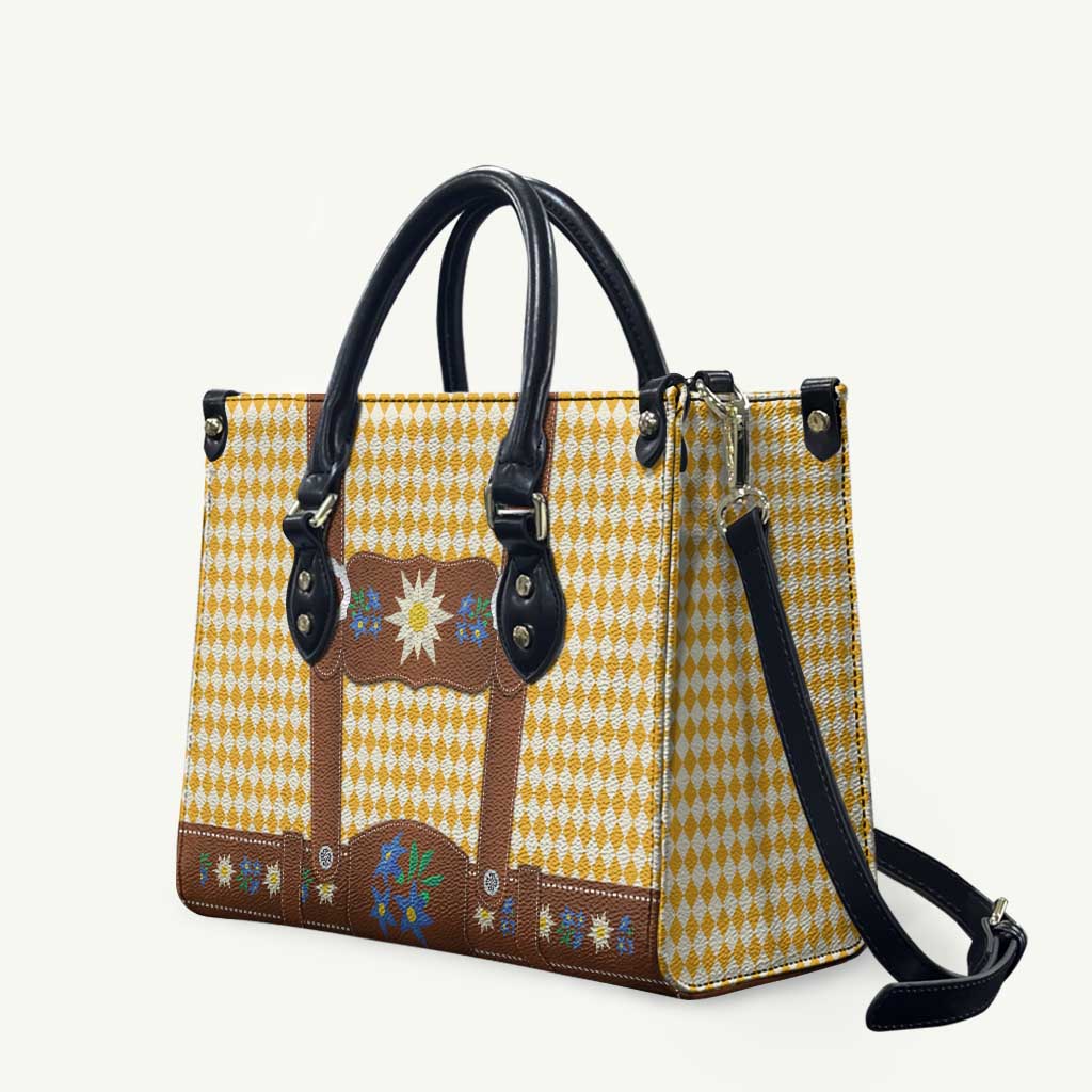 Lederhosen Oktoberfest Leather Bag Gold Edelweiss Floral Polka Dots - Wonder Print Shop