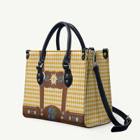 Lederhosen Oktoberfest Leather Bag Gold Edelweiss Floral Polka Dots - Wonder Print Shop