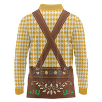 Lederhosen Oktoberfest Long Sleeve Polo Shirt Gold Edelweiss Floral Polka Dots - Wonder Print Shop