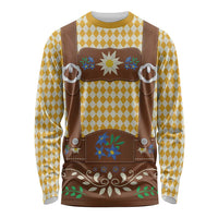 Lederhosen Oktoberfest Long Sleeve Shirt Gold Edelweiss Floral Polka Dots - Wonder Print Shop