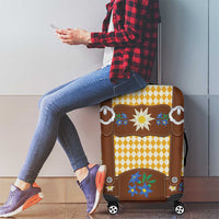 Lederhosen Oktoberfest Luggage Cover Gold Edelweiss Floral Polka Dots - Wonder Print Shop