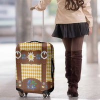 Lederhosen Oktoberfest Luggage Cover Gold Edelweiss Floral Polka Dots - Wonder Print Shop