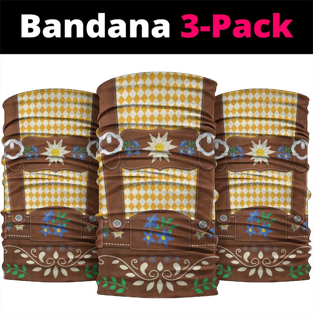 Lederhosen Oktoberfest Neck Gaiter Gold Edelweiss Floral Polka Dots - Wonder Print Shop