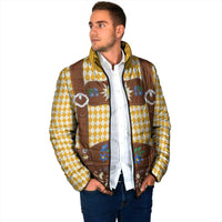 Lederhosen Oktoberfest Padded Jacket Gold Edelweiss Floral Polka Dots - Wonder Print Shop
