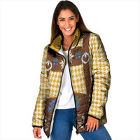 Lederhosen Oktoberfest Padded Jacket Gold Edelweiss Floral Polka Dots - Wonder Print Shop
