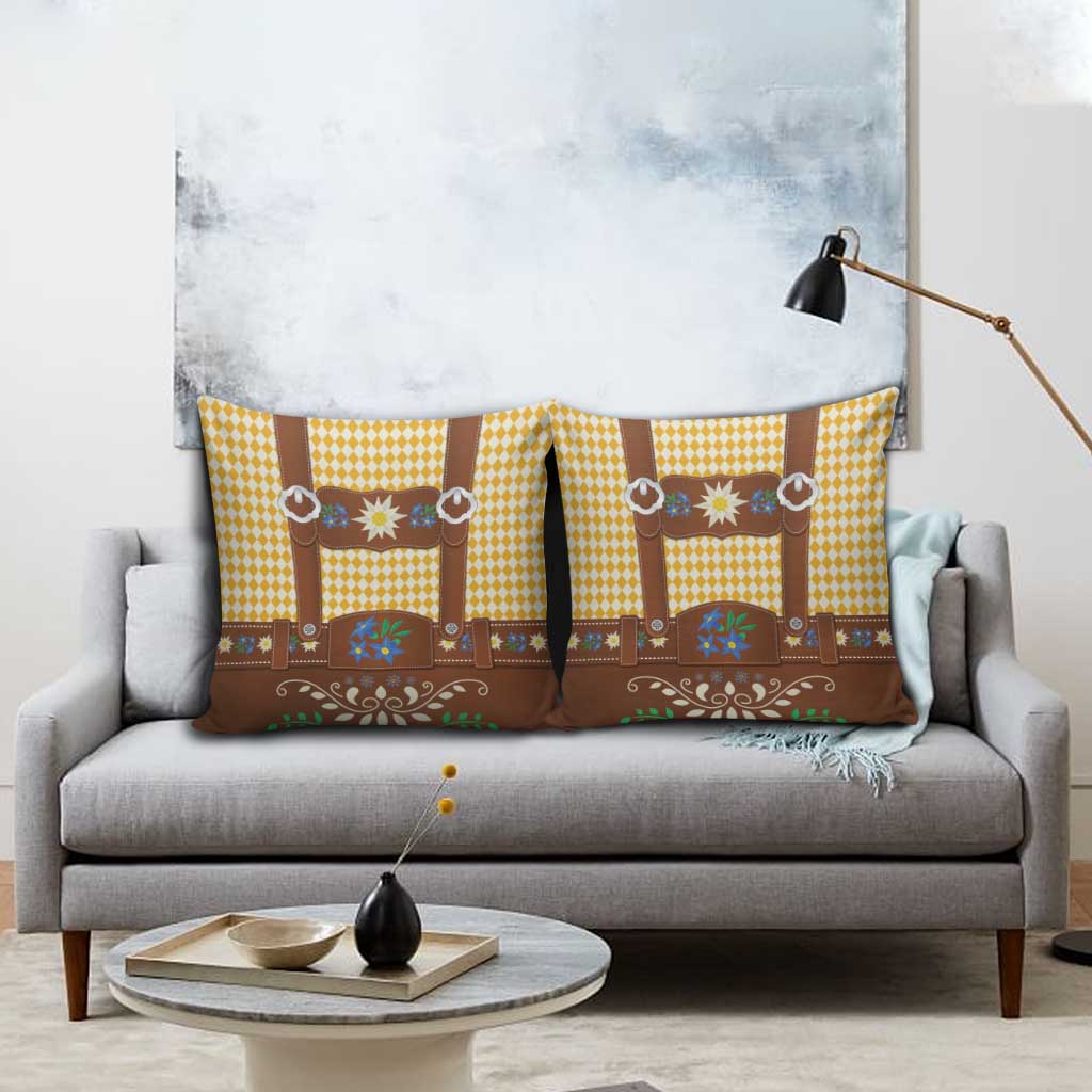 Lederhosen Oktoberfest Pillow Cover Gold Edelweiss Floral Polka Dots - Wonder Print Shop