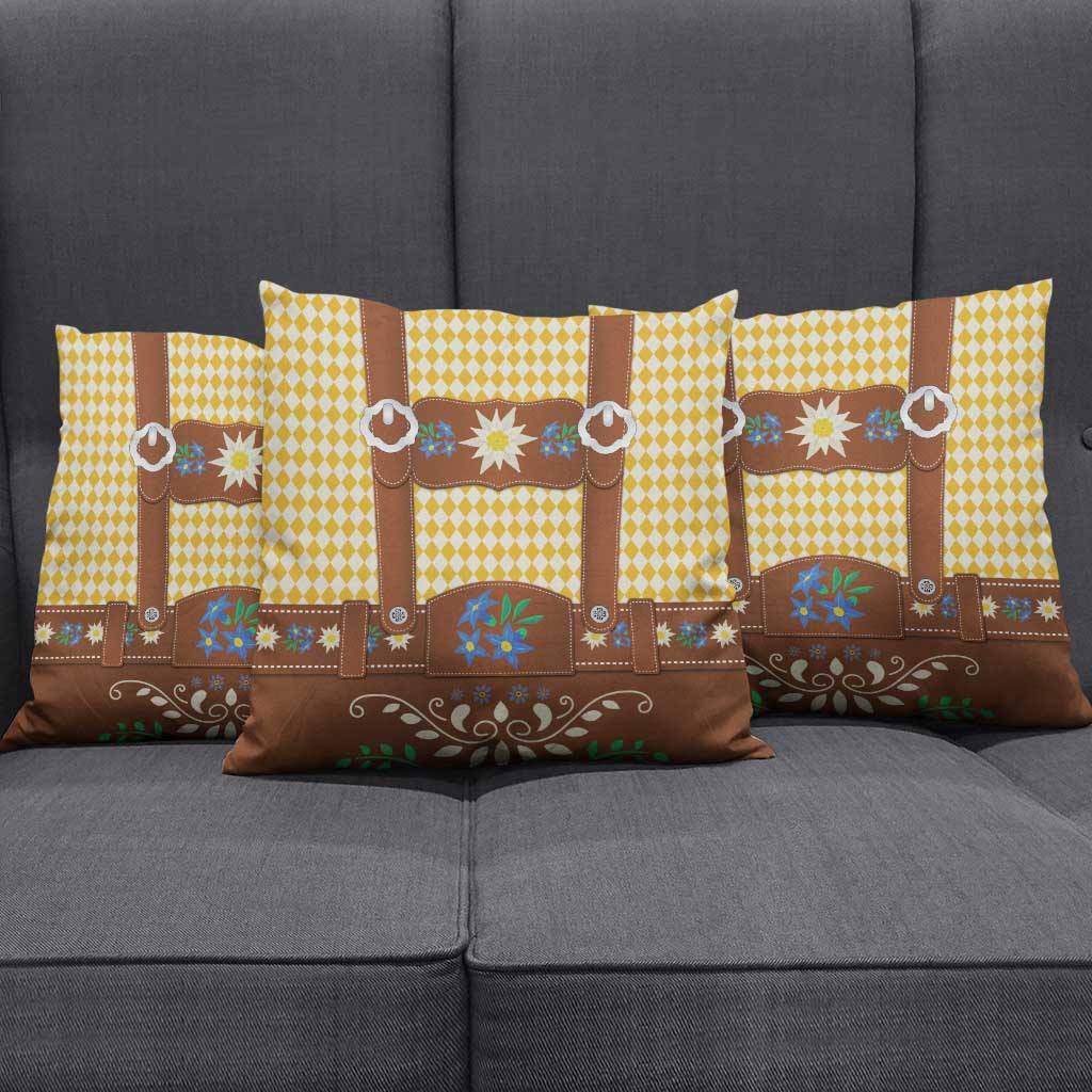 Lederhosen Oktoberfest Pillow Cover Gold Edelweiss Floral Polka Dots - Wonder Print Shop