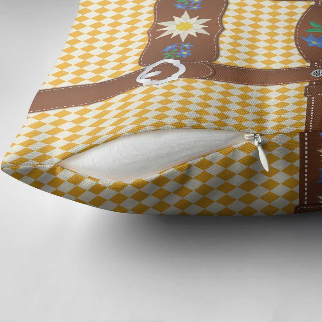 Lederhosen Oktoberfest Pillow Cover Gold Edelweiss Floral Polka Dots - Wonder Print Shop