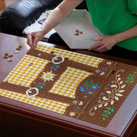 Lederhosen Oktoberfest Puzzle Gold Edelweiss Floral Polka Dots - Wonder Print Shop