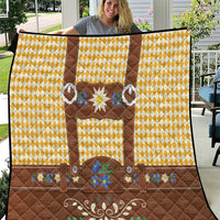 Lederhosen Oktoberfest Quilt Gold Edelweiss Floral Polka Dots - Wonder Print Shop