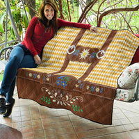 Lederhosen Oktoberfest Quilt Gold Edelweiss Floral Polka Dots - Wonder Print Shop