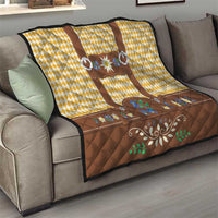 Lederhosen Oktoberfest Quilt Gold Edelweiss Floral Polka Dots - Wonder Print Shop